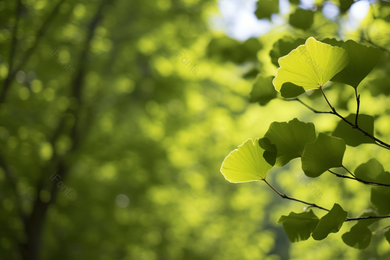 晴朗天空下的绿色叶子树叶银杏叶春天阳光,高清,摄影图,摄影图片,图片大全,摄影图免费下载